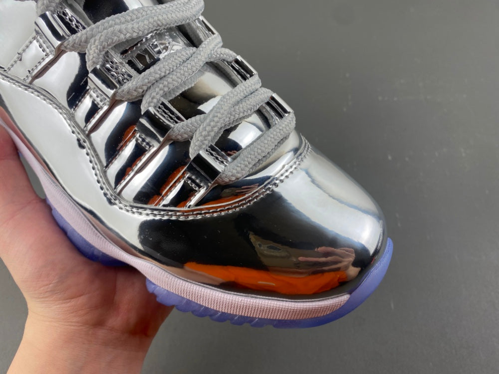 Low Top Sneakers, Silver Colorway, Patent Leather Footwear, Lace Up Design, Casual Gift for Sneaker Fans