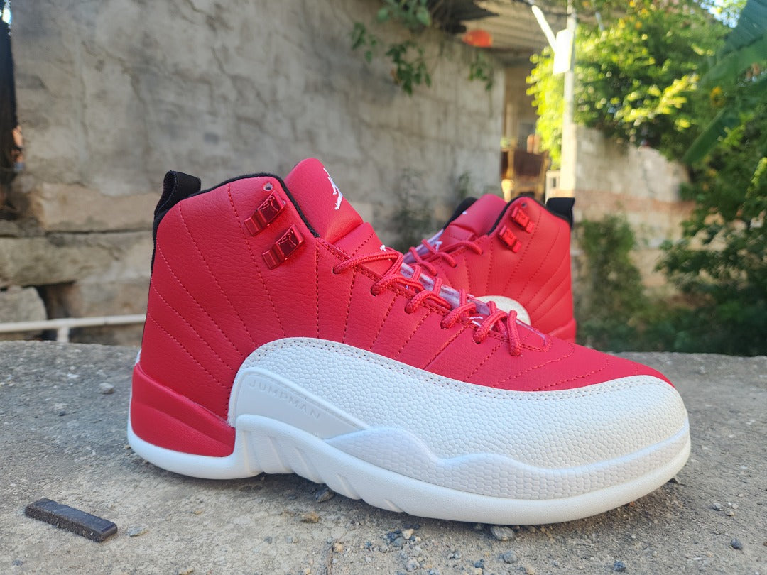 High Top Sneakers, White Red Colorway, Lace Up Design, Casual Gift for Sneaker Fans