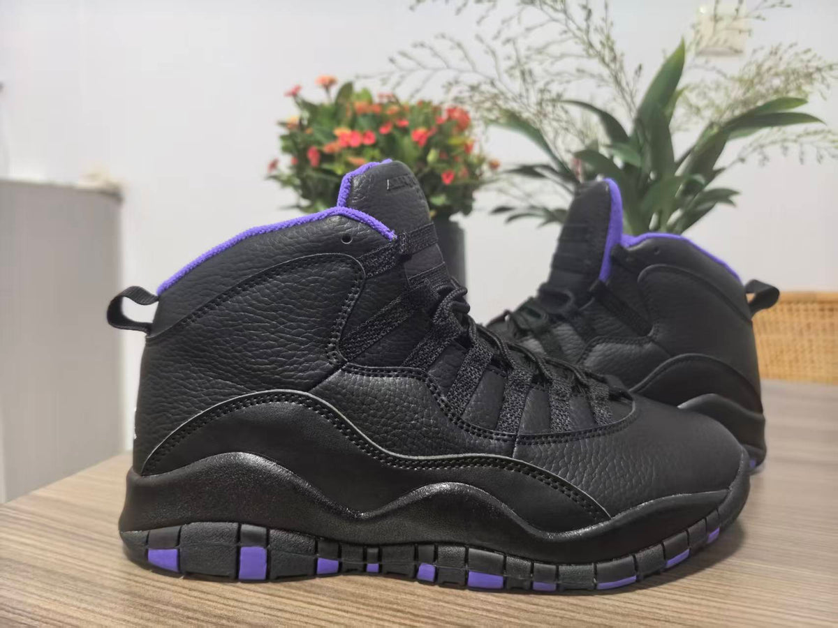 High Top Sneakers, Black Purple Colorway, Lace Up Design, Casual Gift for Sneaker Fans