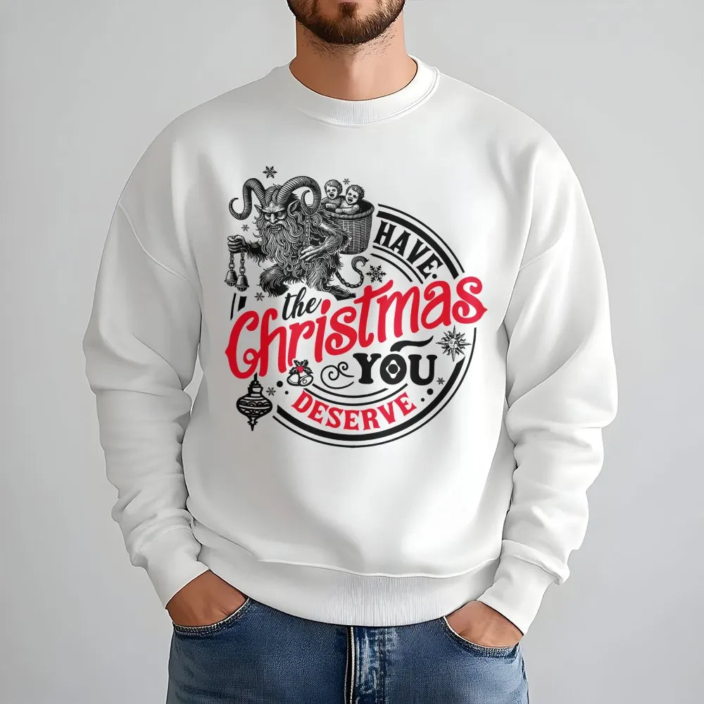 Humorous Krampusnacht Sweatshirt, Krampus Christmas Sweatshirt, Sarcastic Krampus Holiday Crewneck, Goth Christmas Pullover, 
