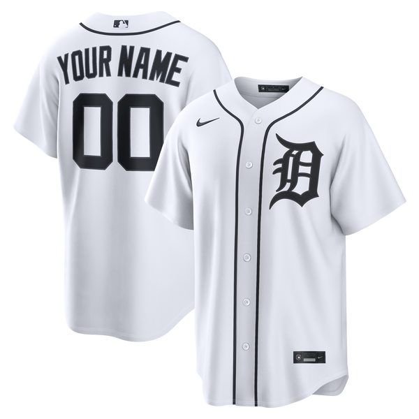 Detroit Tigers White Home Replica Custom Jersey
