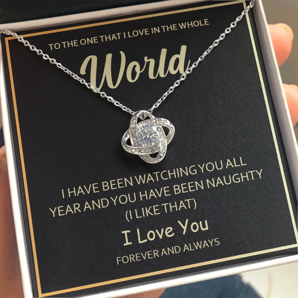 14k White Gold Over Steel Pendant, Naughty Christmas Love Knot Necklace, Spicy Romantic Partner Necklace, Sexy Holiday Presen
