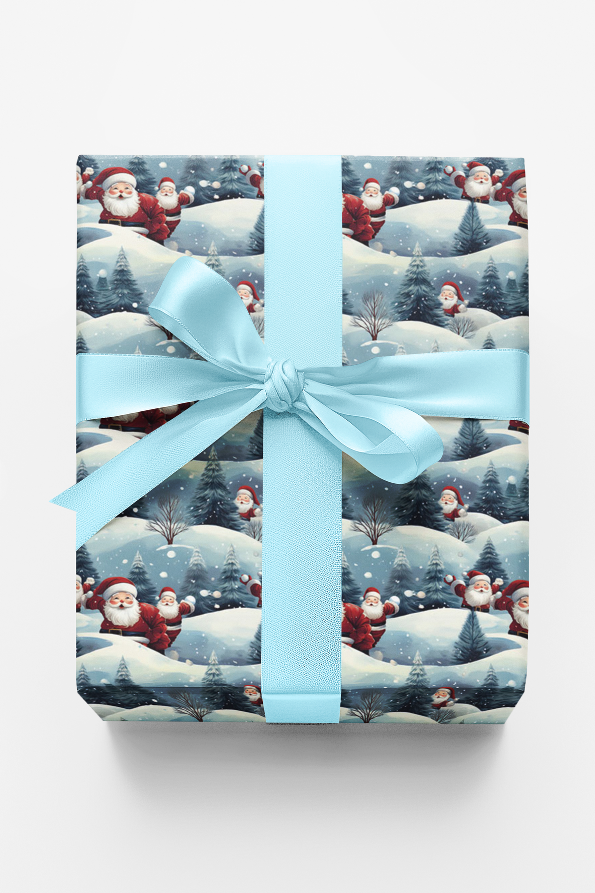 Snowball Fight Holiday Gift Wrap, Retro Santa Christmas Wrapping Paper, Vintage Santa Wrapping Paper Roll, Festive Xmas Gift 