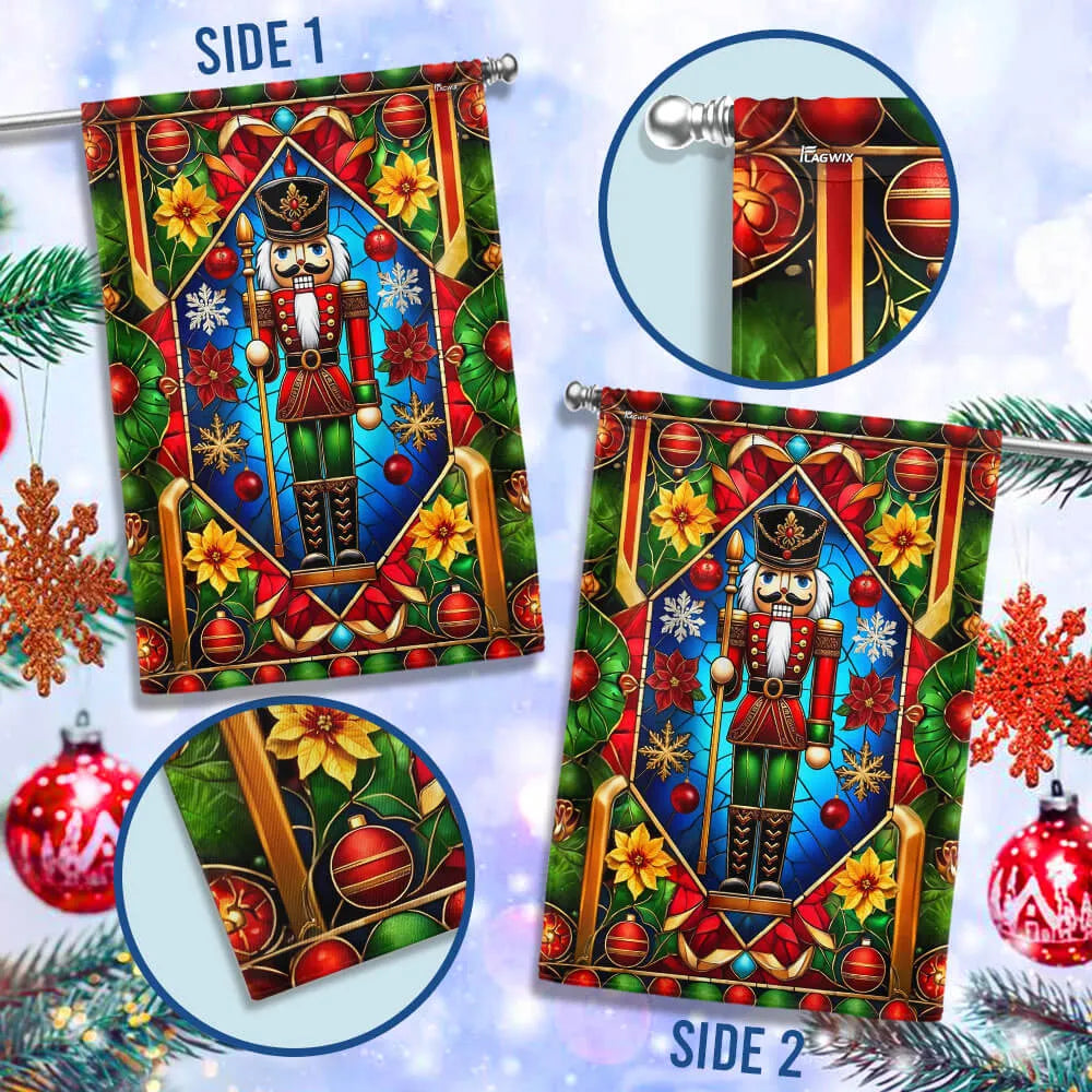 Double Sided Holiday Soldier Yard Flag, Christmas Nutcracker Garden Flag, Festive Winter Seasonal Flag, Xmas Yard Porch Decor