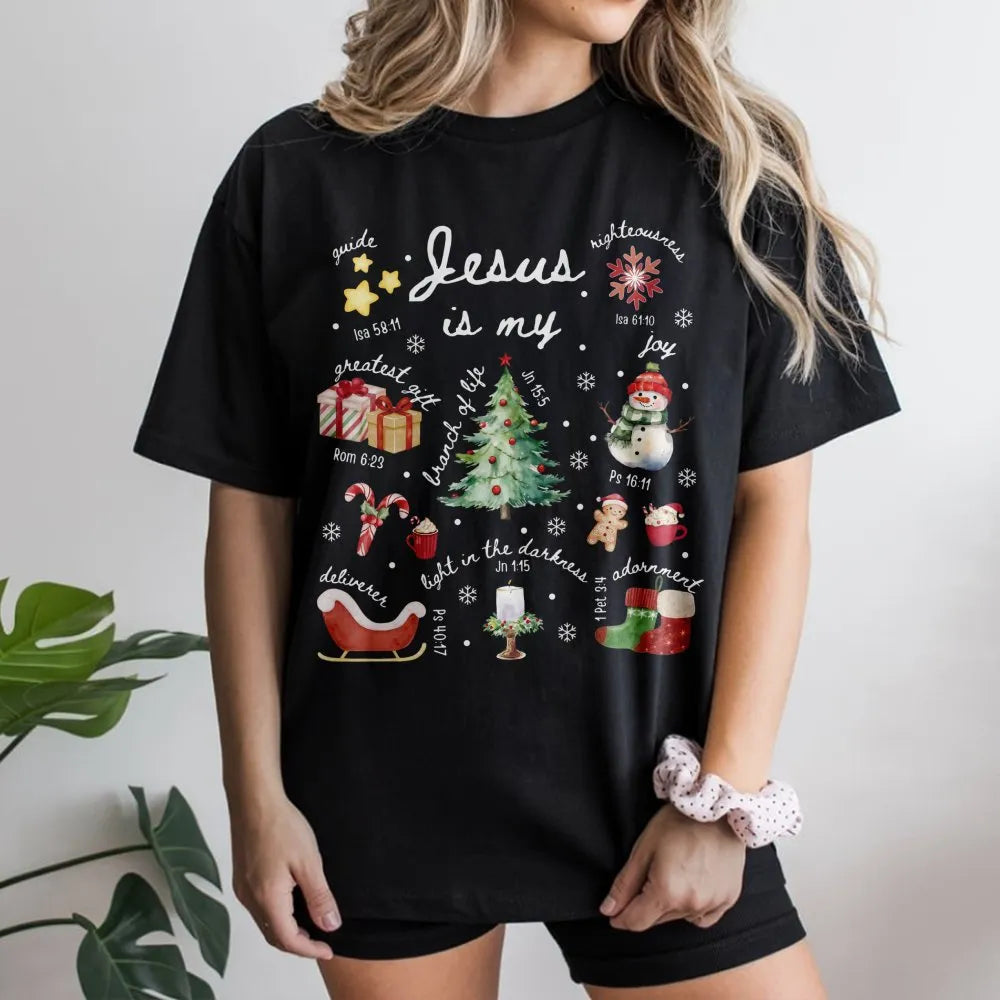 Christian Christmas Shirt, Jesus Is My Greatest Present T-Shirt, Bible Verse Tree Graphic Tee, Faith Holiday T-Shirt, Religio