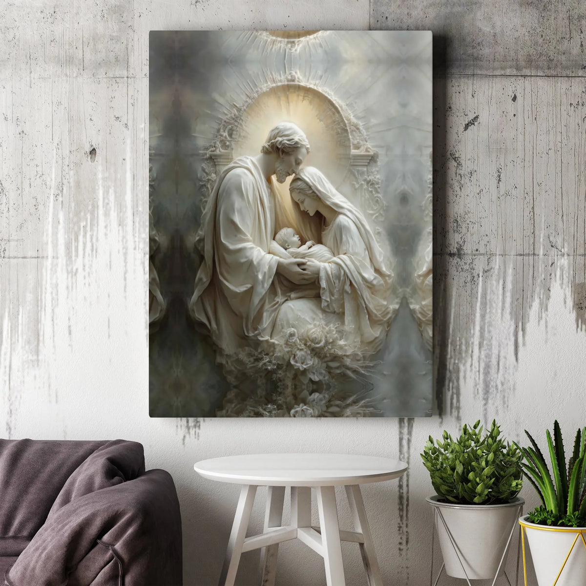 Baby Jesus Christian Religious Print, Sacred Nativity Holy Family Canvas Art, Christmas Wall Decor, Digital Download
