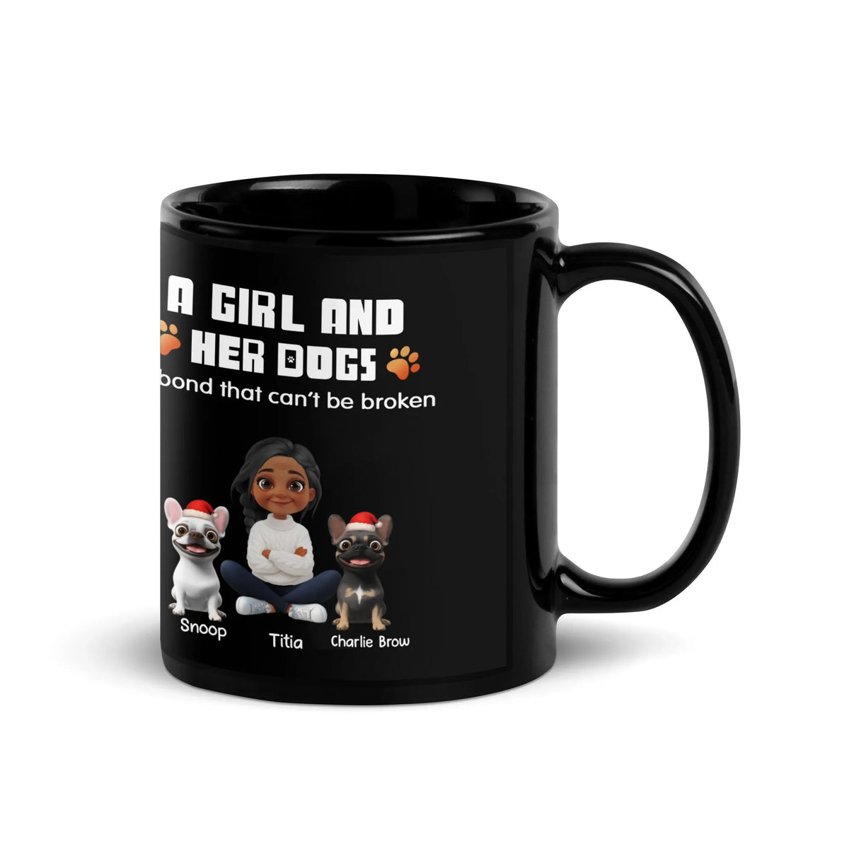 Custom Girl and Dogs Coffee Mug, Personalized Dog Mom Mug, Adorable Pet Lover Ceramic Mug, Holiday Christmas Keepsake Present