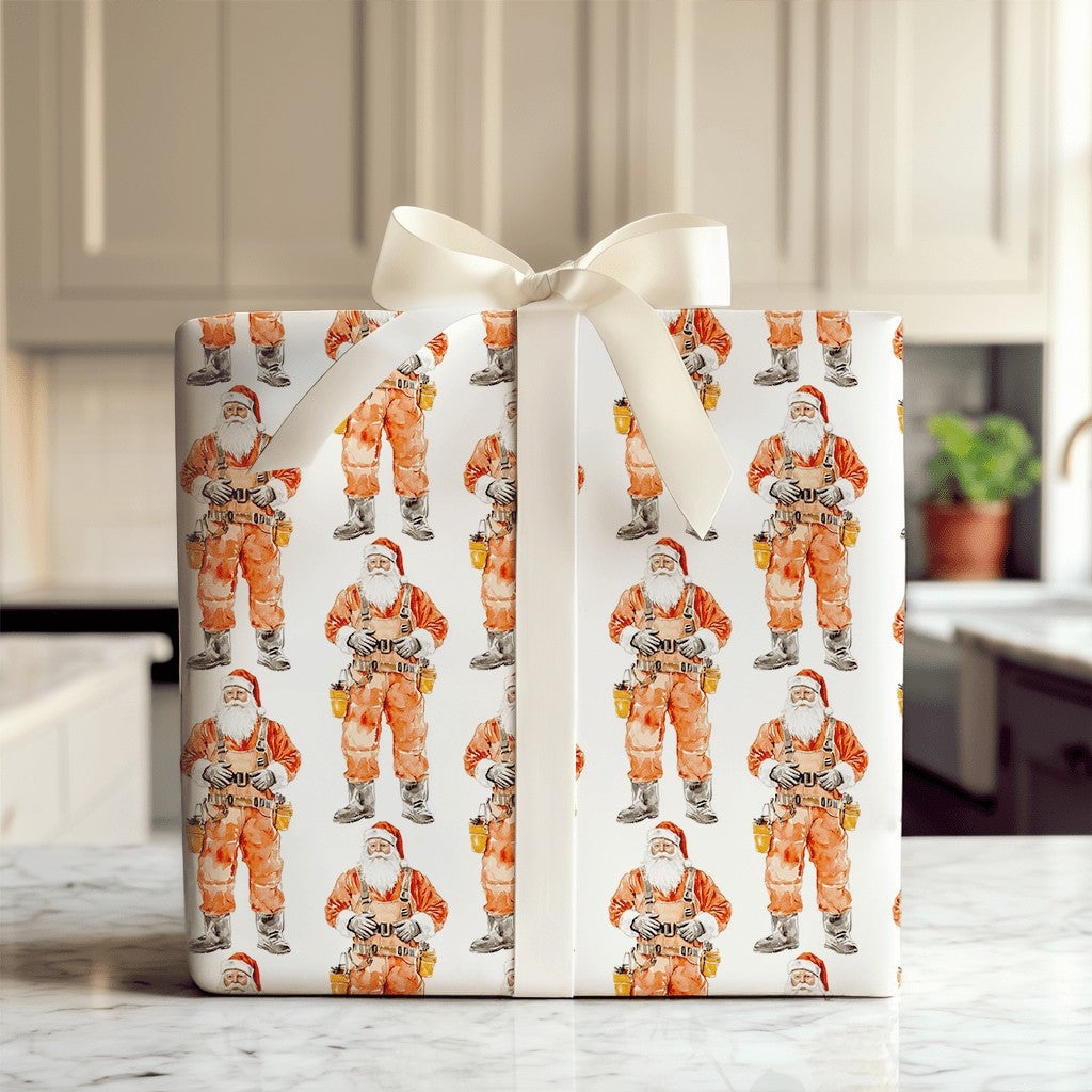 Electrician Christmas Gift Wrap, Lineman Santa Wrapping Paper, Utility Worker Holiday Wrapping Paper, Tradesman Xmas Gift Wra