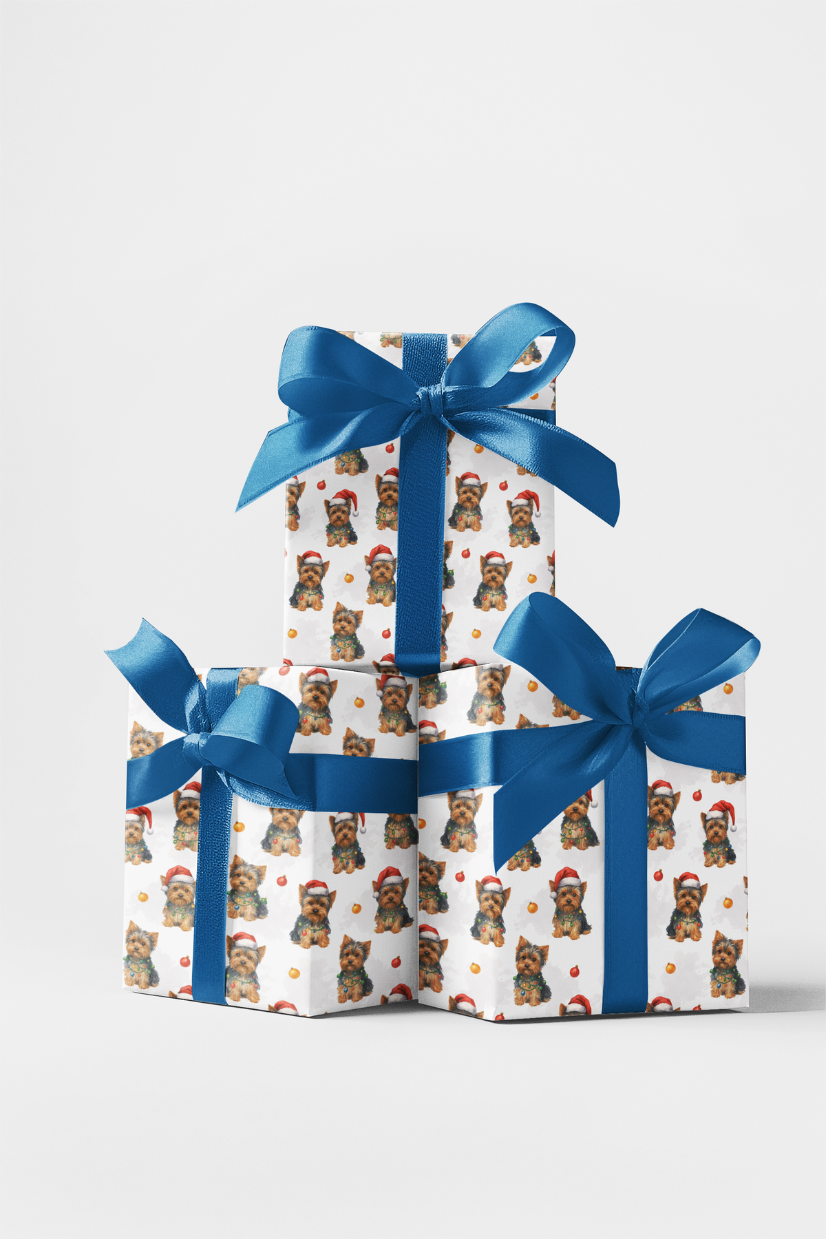 Yorkshire Terrier Holiday Gift Wrap, Yorkie Christmas Wrapping Paper, Santa Hat Yorkie Wrapping Paper, Adorable Dog Lover Chr