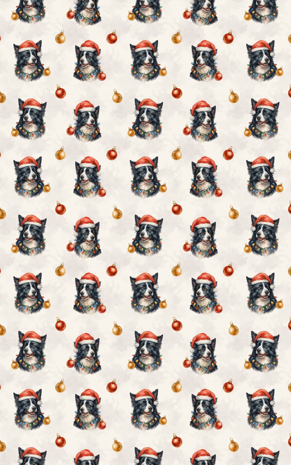 Santa Hat Dog Wrapping Paper, Border Collie Christmas Wrapping Paper, Collie Holiday Gift Wrap, Dog Lover Wrapping Paper, Xma