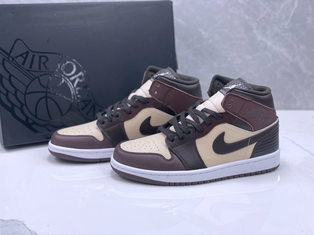 Mid Top Sneakers, Beige Black Colorway, Lace Up Design, Casual Gift for Sneaker Fans