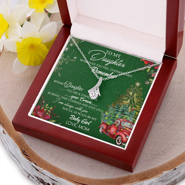 14k White Gold Pendant Necklace, To My Daughter Christmas Necklace, Sentimental Holiday Keepsake Jewelry, Christmas Present f