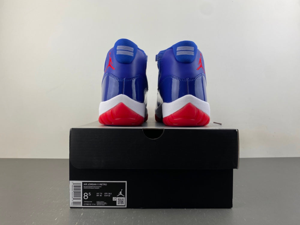 Low Top Sneakers, Royal Blue White Red Colorway, Patent Leather Footwear, Lace Up Design, Casual Gift for Sneaker Fans