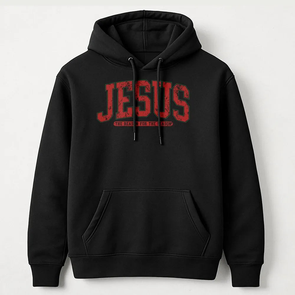 Retro Varsity Christian Hoodie, Jesus the Reason for the Season Hoodie, Faith Holiday Sweatshirt, Religious Christmas Hooded 