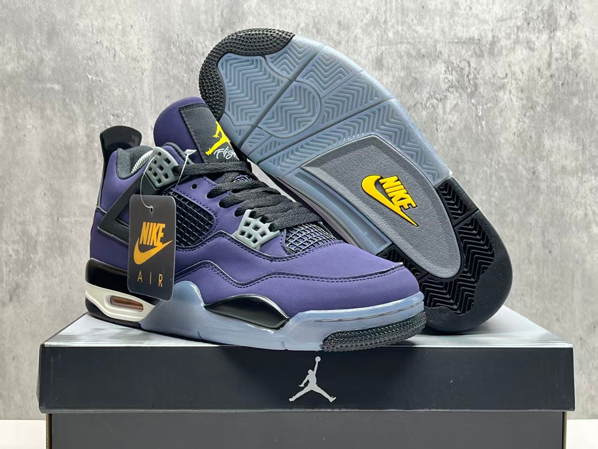 Mid Top Sneakers, Purple Gold Colorway, Lace Up Design, Casual Gift for Sneaker Fans