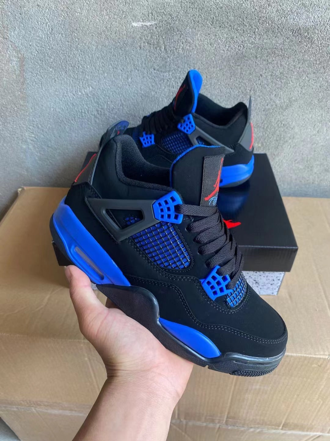 Mid Top Sneakers, Black Blue Colorway, Lace Up Design, Casual Gift for Sneaker Fans