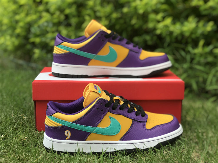 Low Top Sneakers, Purple Yellow Colorway, Lace Up Design, Casual Gift for Sneaker Fans