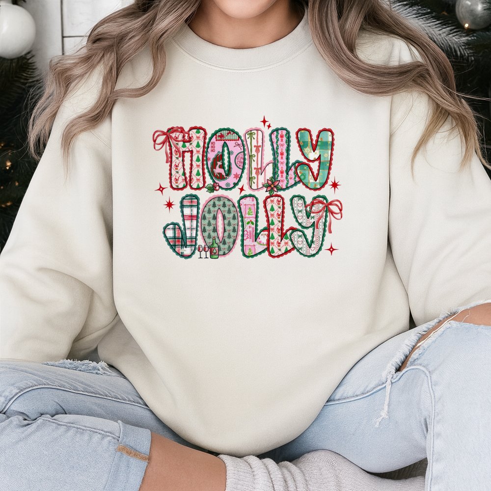 Preppy Christmas Sweatshirt, Holly Jolly Sweatshirt, Retro Holiday Sweatshirt, Adorable Christmas Crewneck, Winter Pullover, 