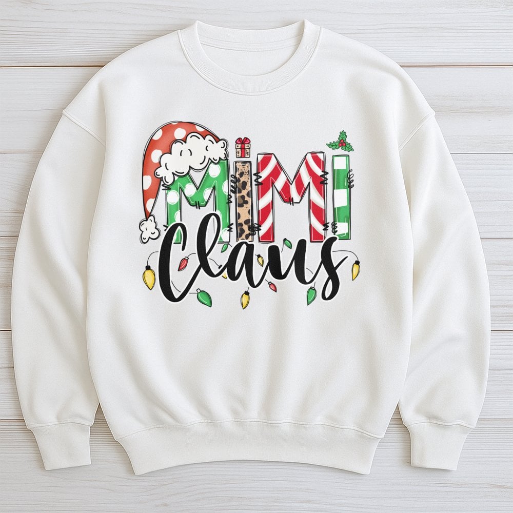 Festive Holiday Grandma Sweater, Mimi Claus Christmas Sweatshirt, Retro Mimi Santa Crewneck, Adorable Winter Season Pullover,