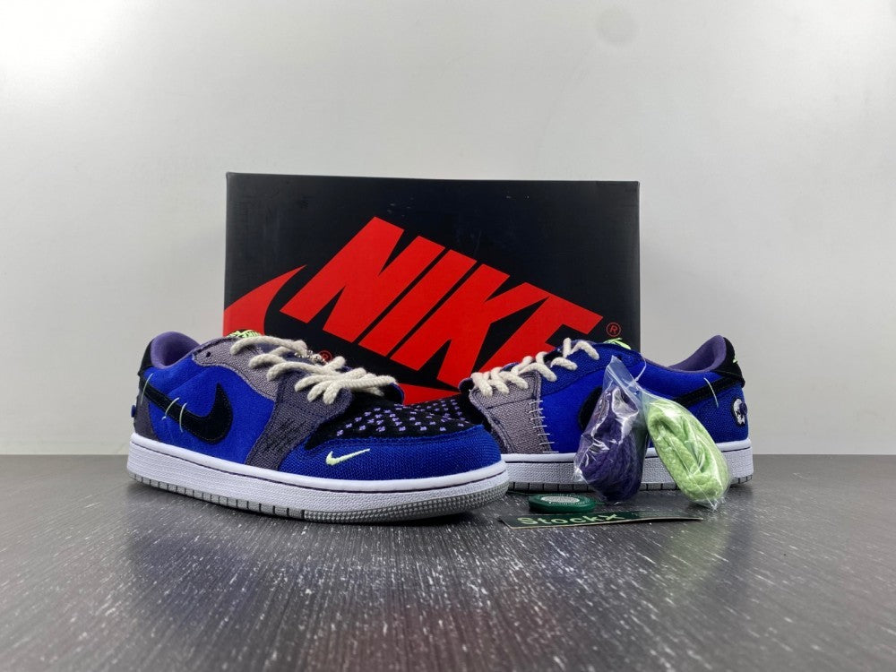 Low Top Sneakers, Royal Blue Black Purple Colorway, Lace Up Design, Casual Gift for Sneaker Fans
