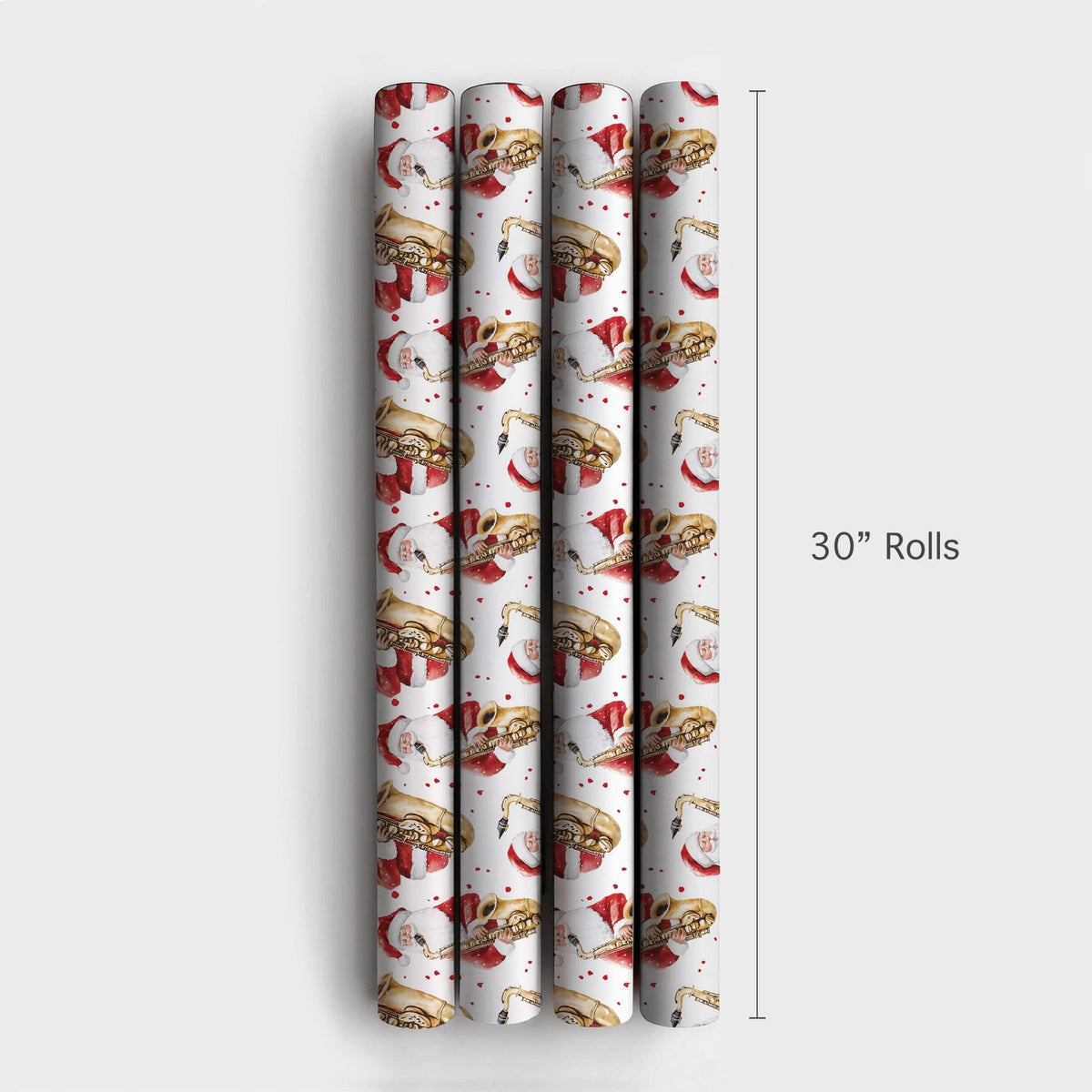 Jazz Christmas Gift Wrap, Saxophone Santa Wrapping Paper, Watercolor Santa Musician Holiday Wrapping Paper, Music Lover Gift 