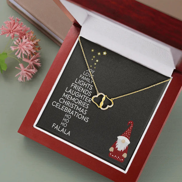 10k Solid Gold Heart Necklace, Everlasting Love Interlocking Hearts Necklace, Diamond Pendant Necklace, Romantic Christmas Pr