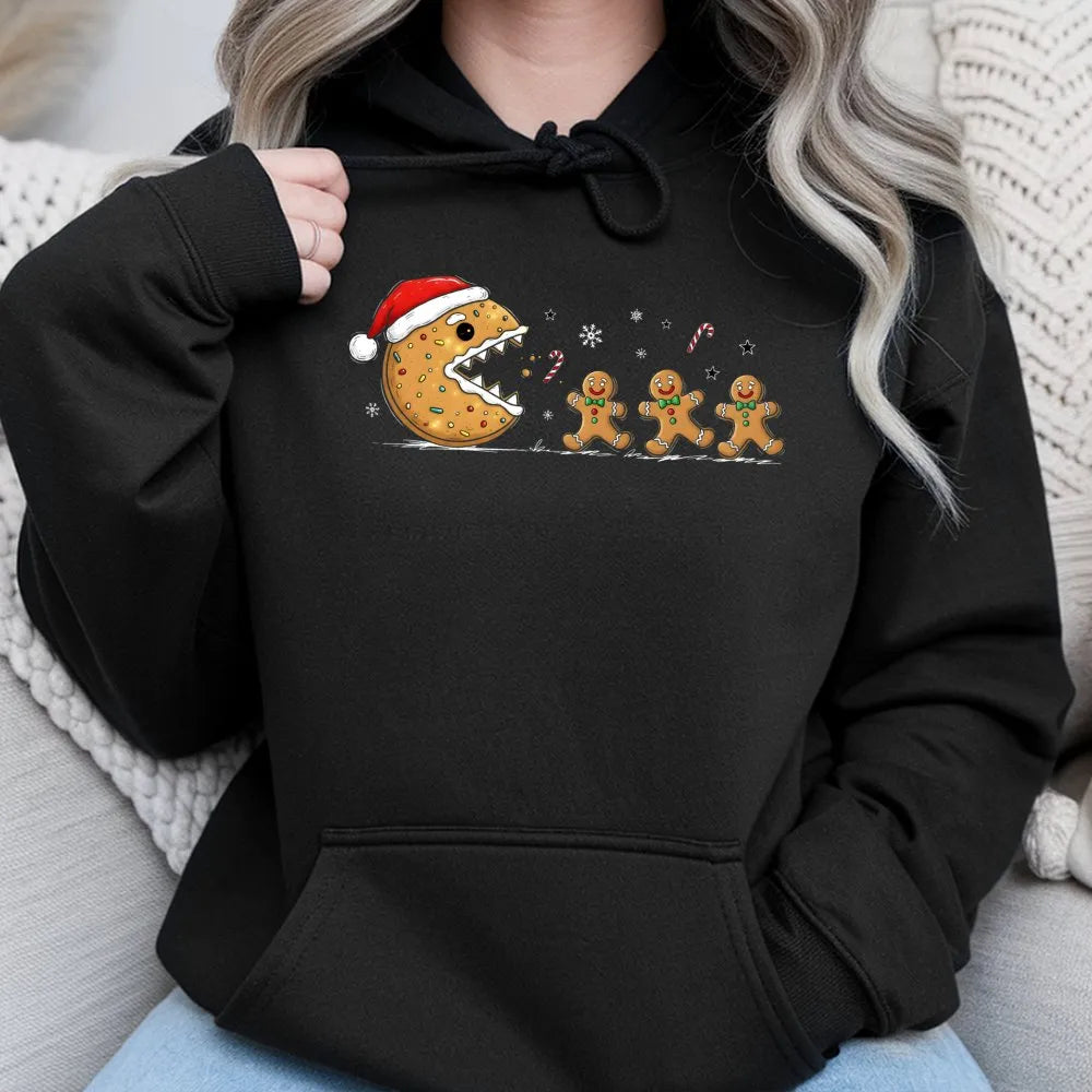 Adorable Christmas Cookie Hoodie, Humorous Gingerbread Man Hoodie, Holiday Gingerbread Hooded Sweatshirt, Festive Xmas Pullov