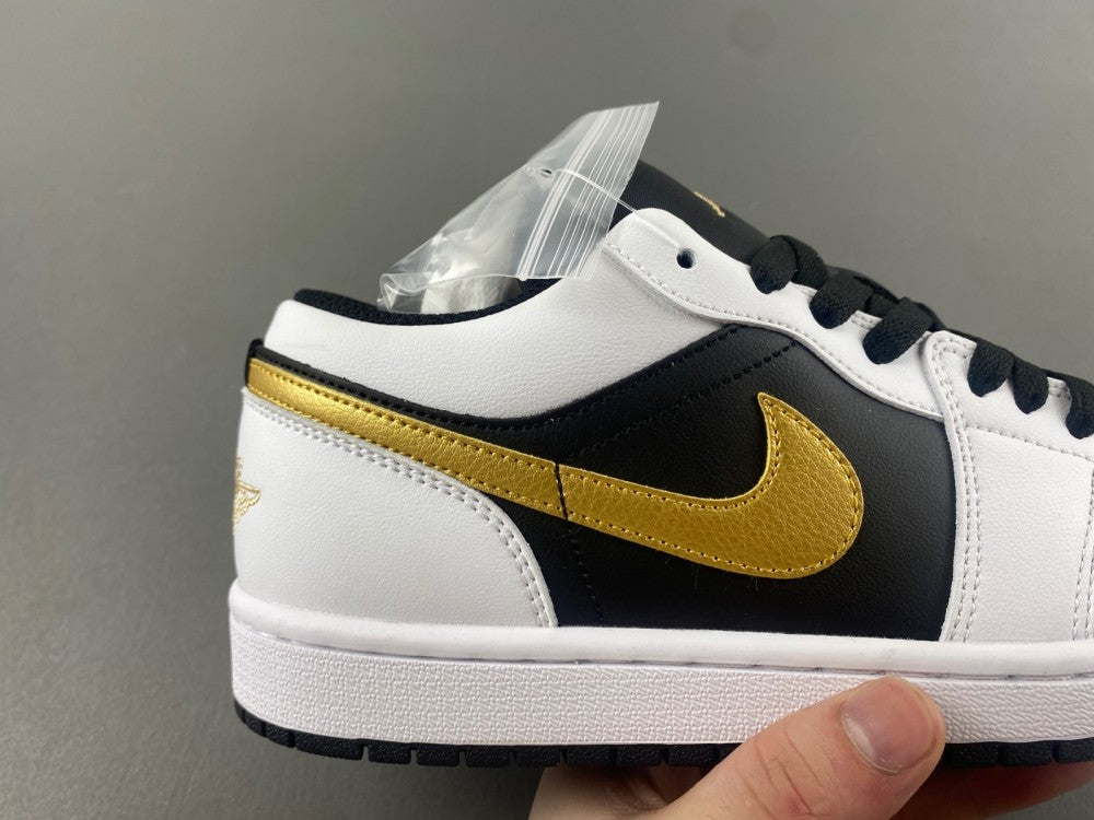 Low Top Sneakers, White Black Gold Colorway, Lace Up Design, Casual Gift for Sneaker Fans