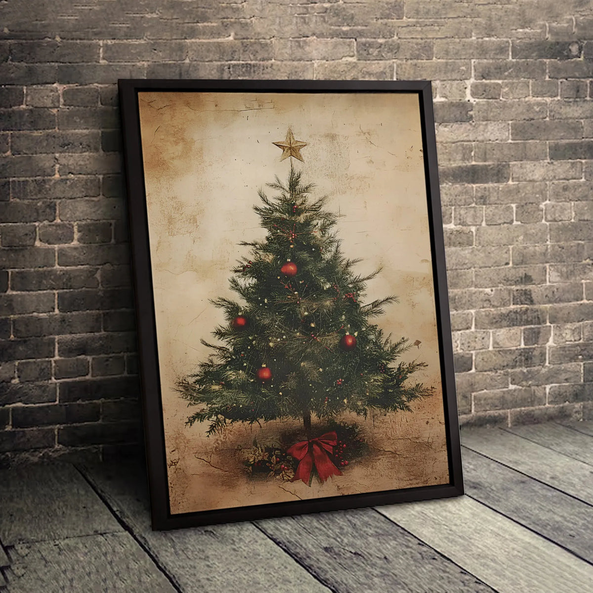 Rustic Holiday Tree Wall Art, Vintage Christmas Tree Canvas Art, Festive Christmas Canvas Print, Seasonal Tree Decor, Holiday