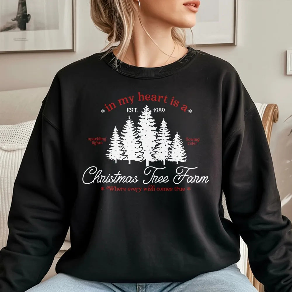 Comfy Holiday Forest Sweatshirt, Christmas Tree Farm Sweatshirt, Vintage Winter Tree Farm Pullover, Festive Xmas Crewneck Swe