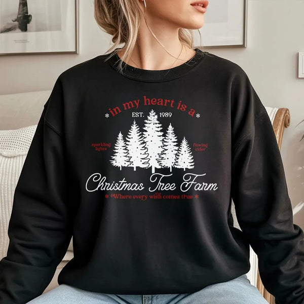 Comfy Holiday Forest Sweatshirt, Christmas Tree Farm Sweatshirt, Vintage Winter Tree Farm Pullover, Festive Xmas Crewneck Swe