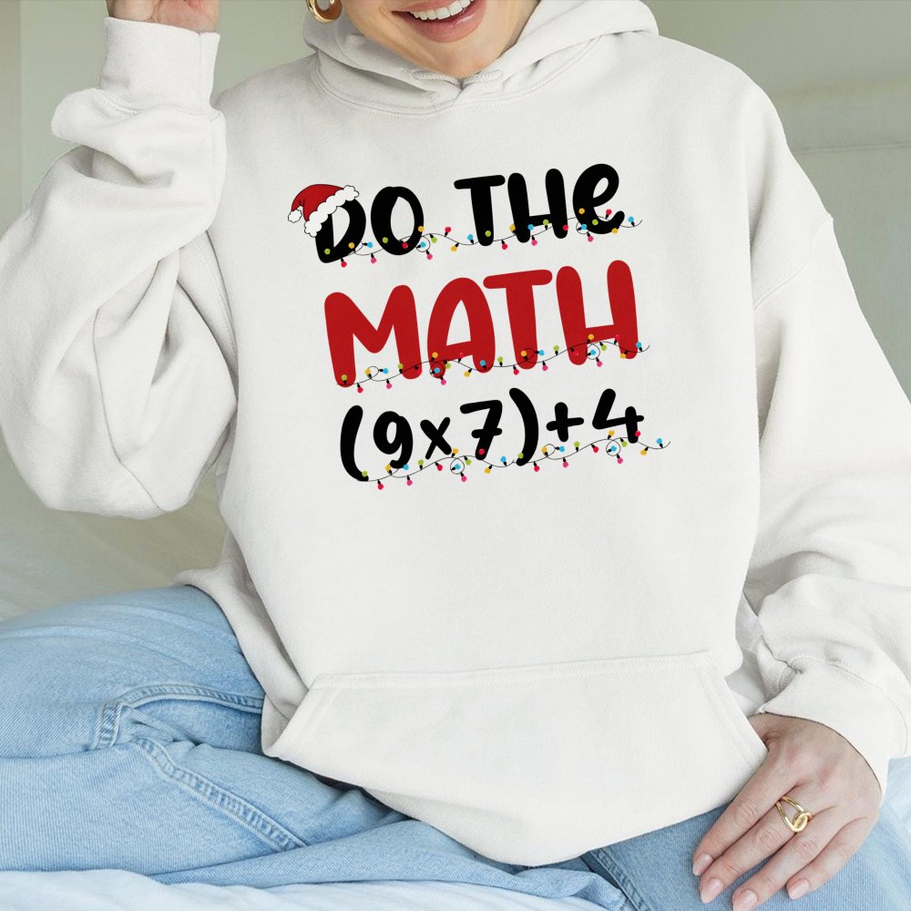 Holiday Math Equation Hoodie, Math Teacher Christmas Hoodie, Humorous Teacher Xmas Hoodie, Math Educator Pullover, Winter Tea