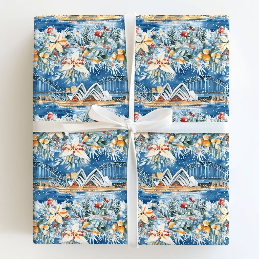 Australian Landmark Gift Wrap, Sydney Opera House Christmas Wrapping Paper, Harbour Bridge Wrapping Paper, Australia Holiday 
