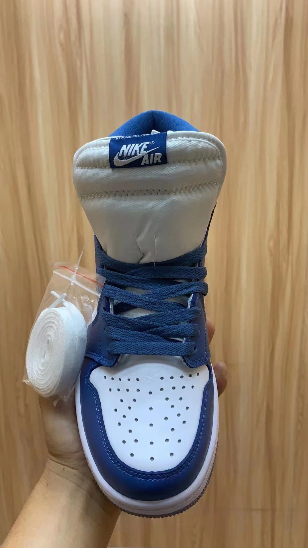 High Top Sneakers, Blue White Gray Colorway, Lace Up Design, Casual Gift for Sneaker Fans