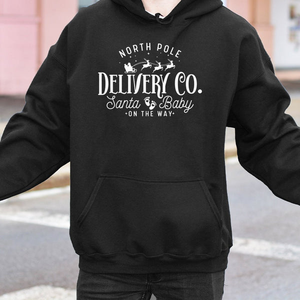 Christmas Pregnancy Announcement Sweatshirt, North Pole Delivery Co Hoodie, Holiday Maternity Pullover, Festive Expecting Mom
