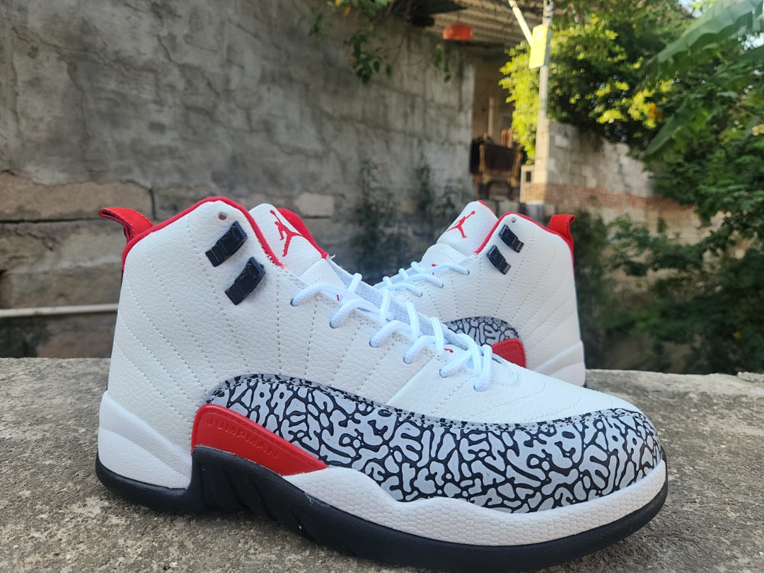 High Top Sneakers, White Black Red Colorway, Lace Up Design, Casual Gift for Sneaker Fans