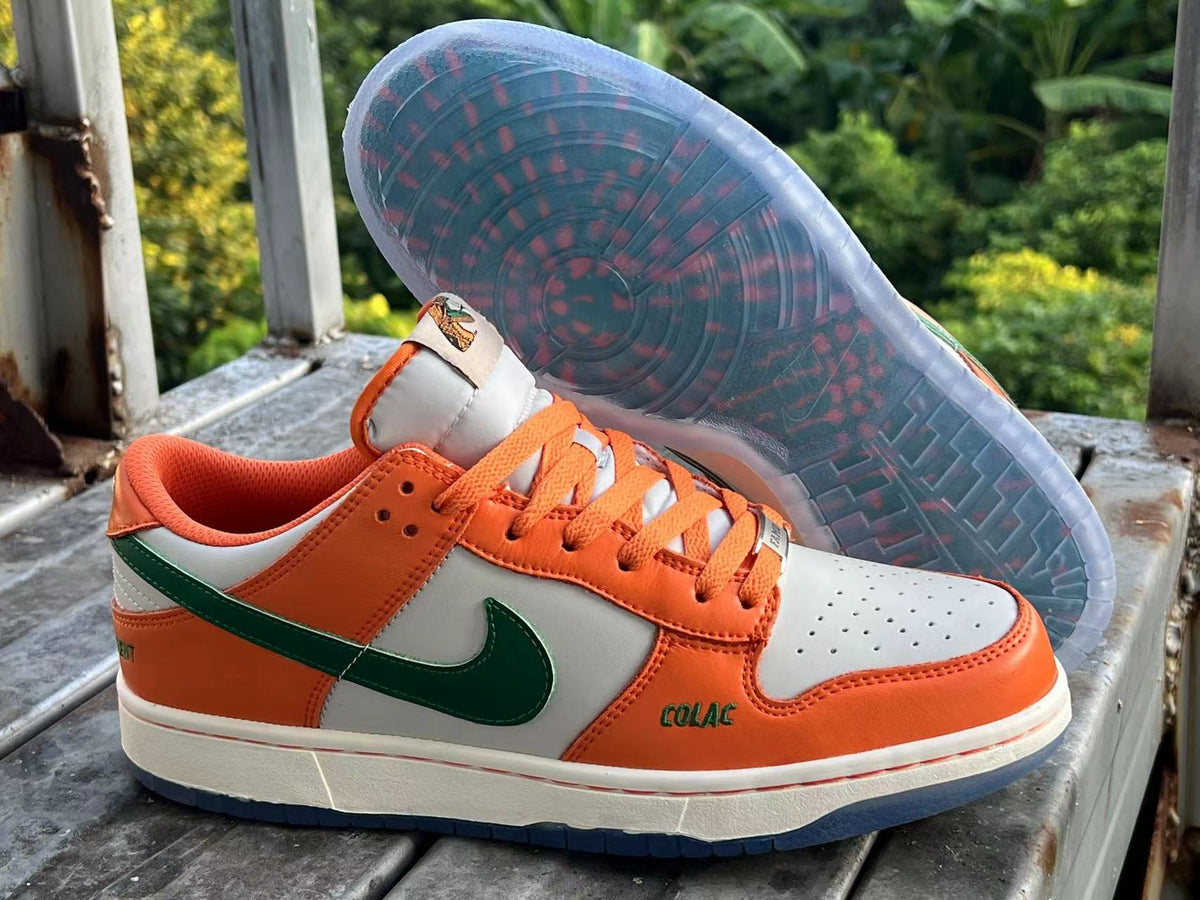 Low Top Sneakers, Orange Teal White Colorway, Lace Up Design, Casual Gift for Sneaker Fans