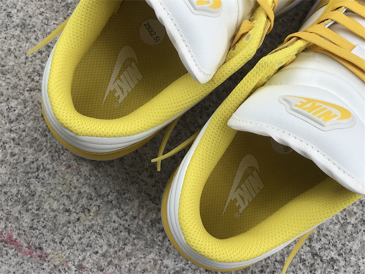 Low Top Sneakers, White Yellow Colorway, Lace Up Design, Casual Gift for Sneaker Fans