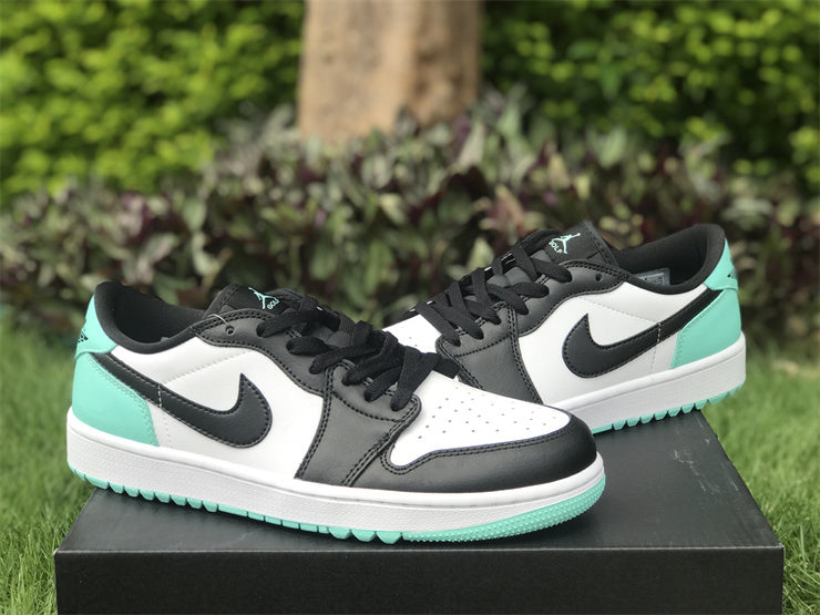 Low Top Golf Shoes, White Black Green Colorway, Lace Up Design, Casual Gift for Shoe Lovers