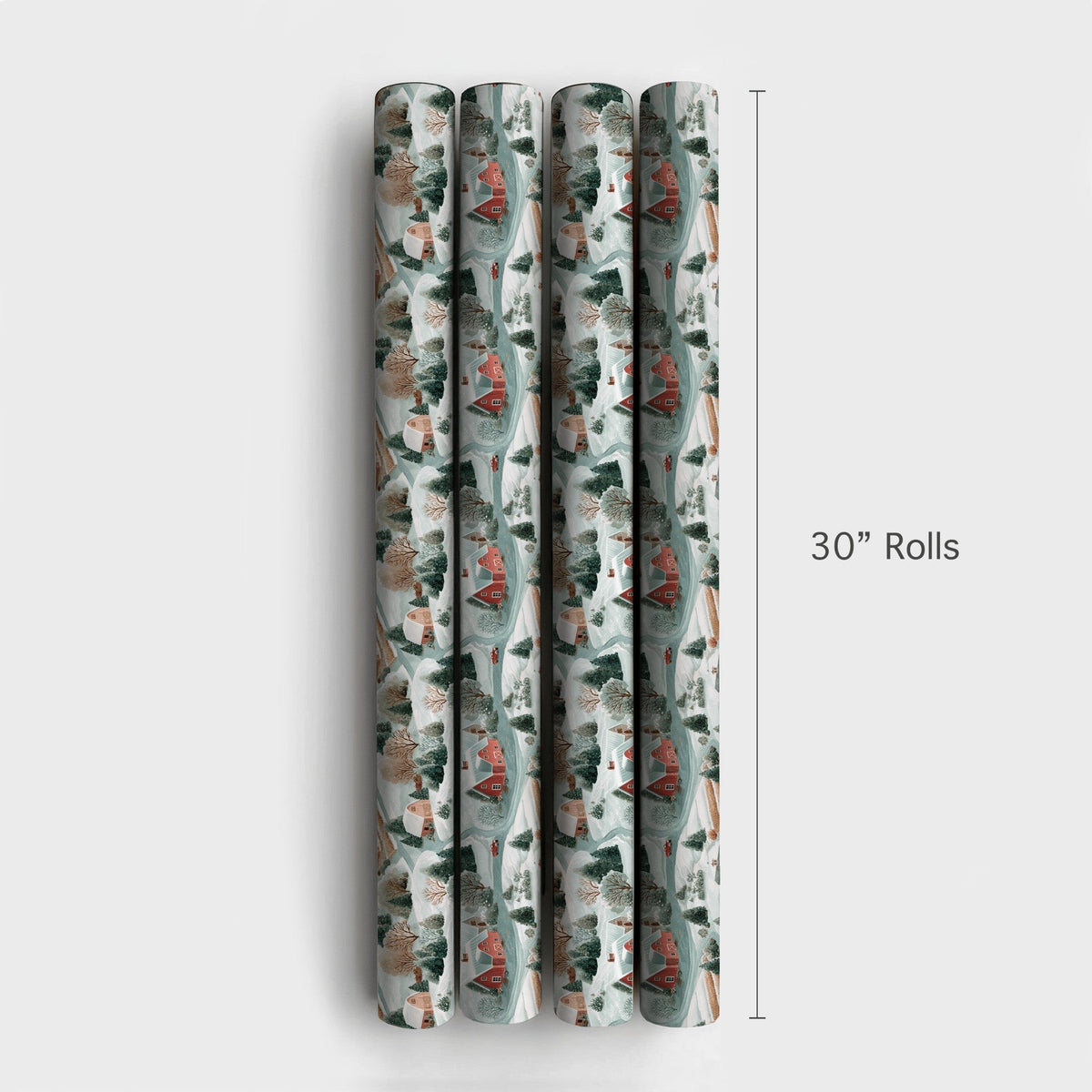 Rustic Farmhouse Gift Wrap, Winter Barn Christmas Wrapping Paper, Snowy Village Holiday Wrapping Paper, Country Landscape Pre