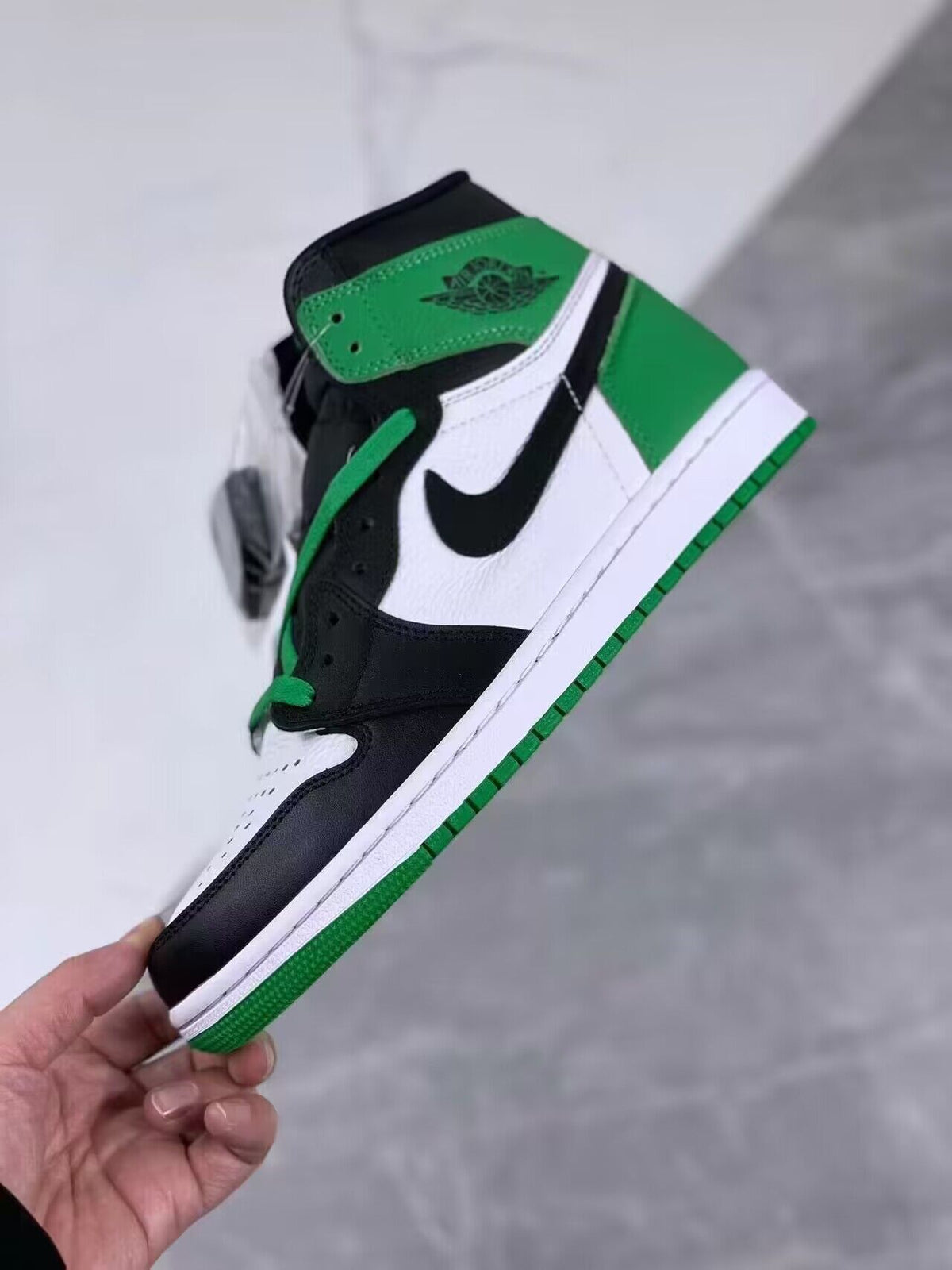 High Top Sneakers, White Black Green Colorway, Lace Up Design, Casual Gift for Sneaker Fans