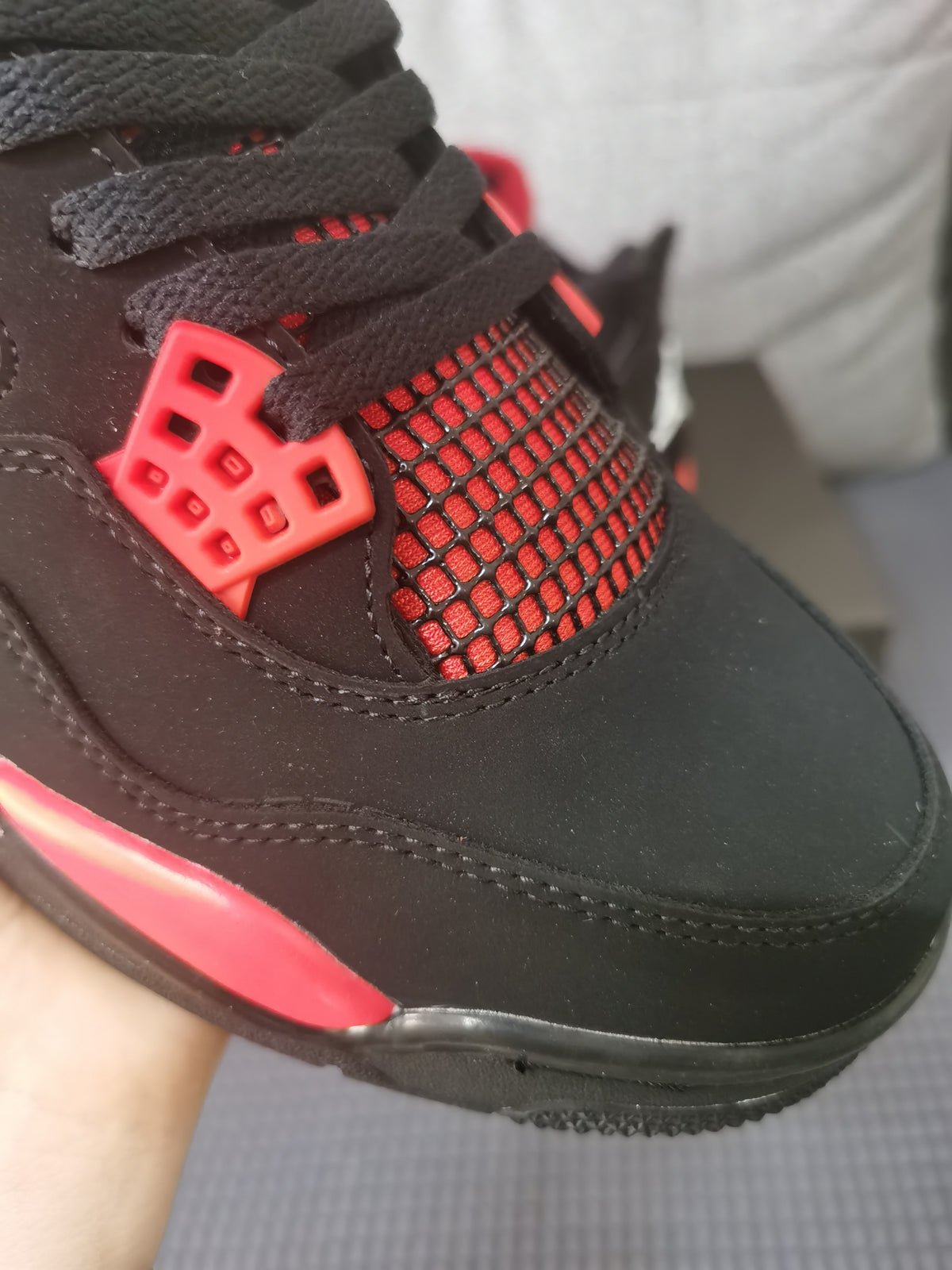 Retro Sneakers, Black Red Colorway, Lace Up Design, Casual Gift for Sneaker Fans