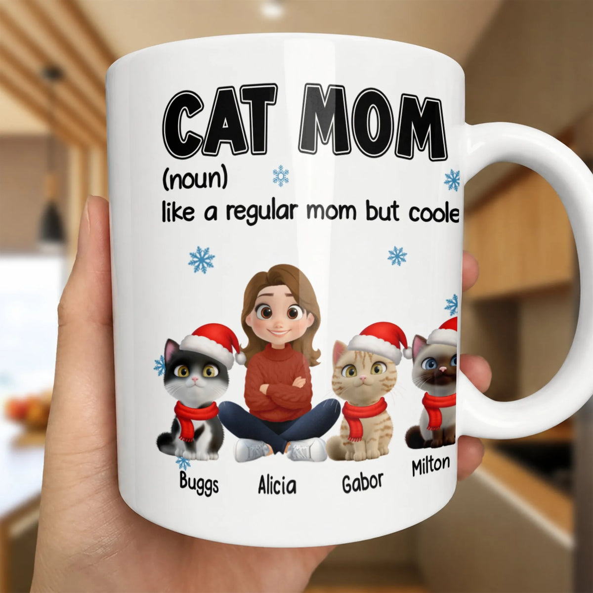 Like A Regular Mom but Cooler Custom Cat Mug, Personalized Cat Mom Ceramic Mug, Adorable Pet Avatar Coffee Cup, Christmas Pre