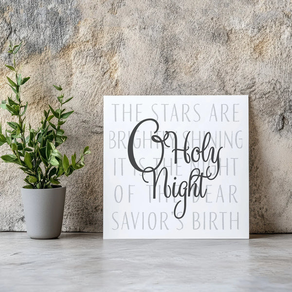 Christian Christmas Hymn Lyrics Canvas, O Holy Night Square Canvas Print, Festive Holiday Scripture Wall Art, Faith Xmas Deco
