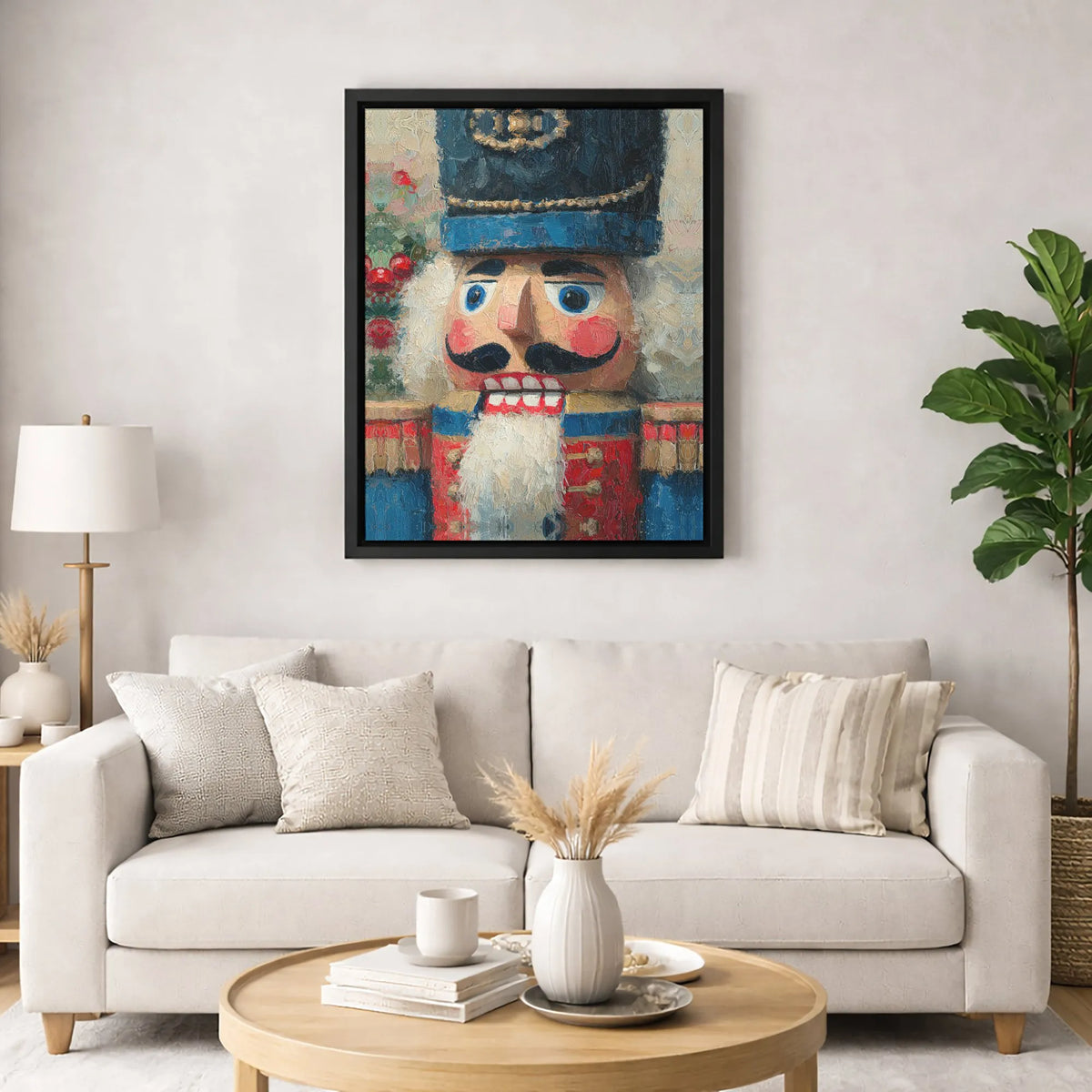 Holiday Nutcracker Canvas Print, Nutcracker Christmas Canvas Wall Art, Oil Painting Texture Wall Art, Winter Festive Canvas D