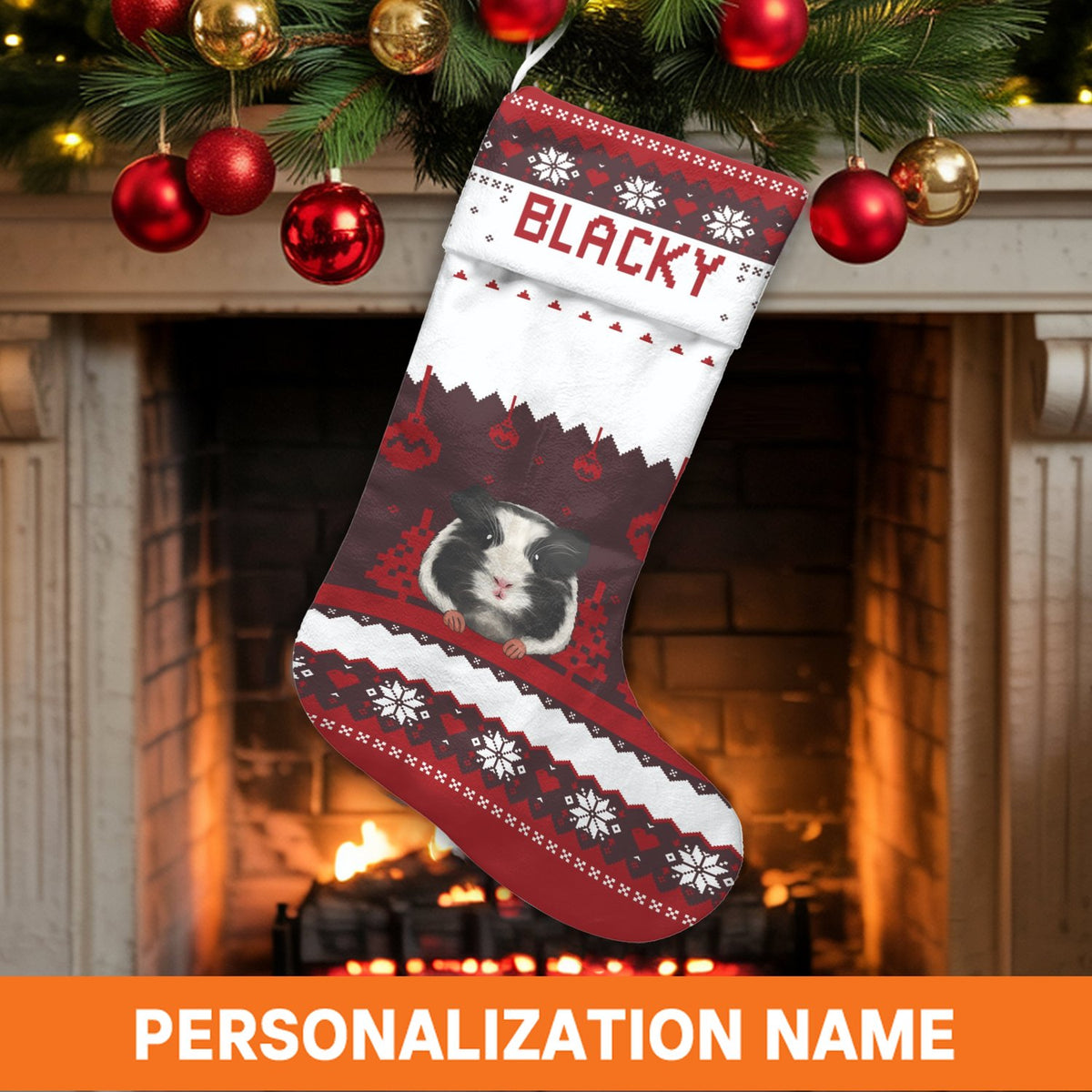 Custom Pet Holiday Stocking, Personalized Guinea Pig Christmas Stocking, Adorable Guinea Pig Lover Present, Festive Xmas Mant