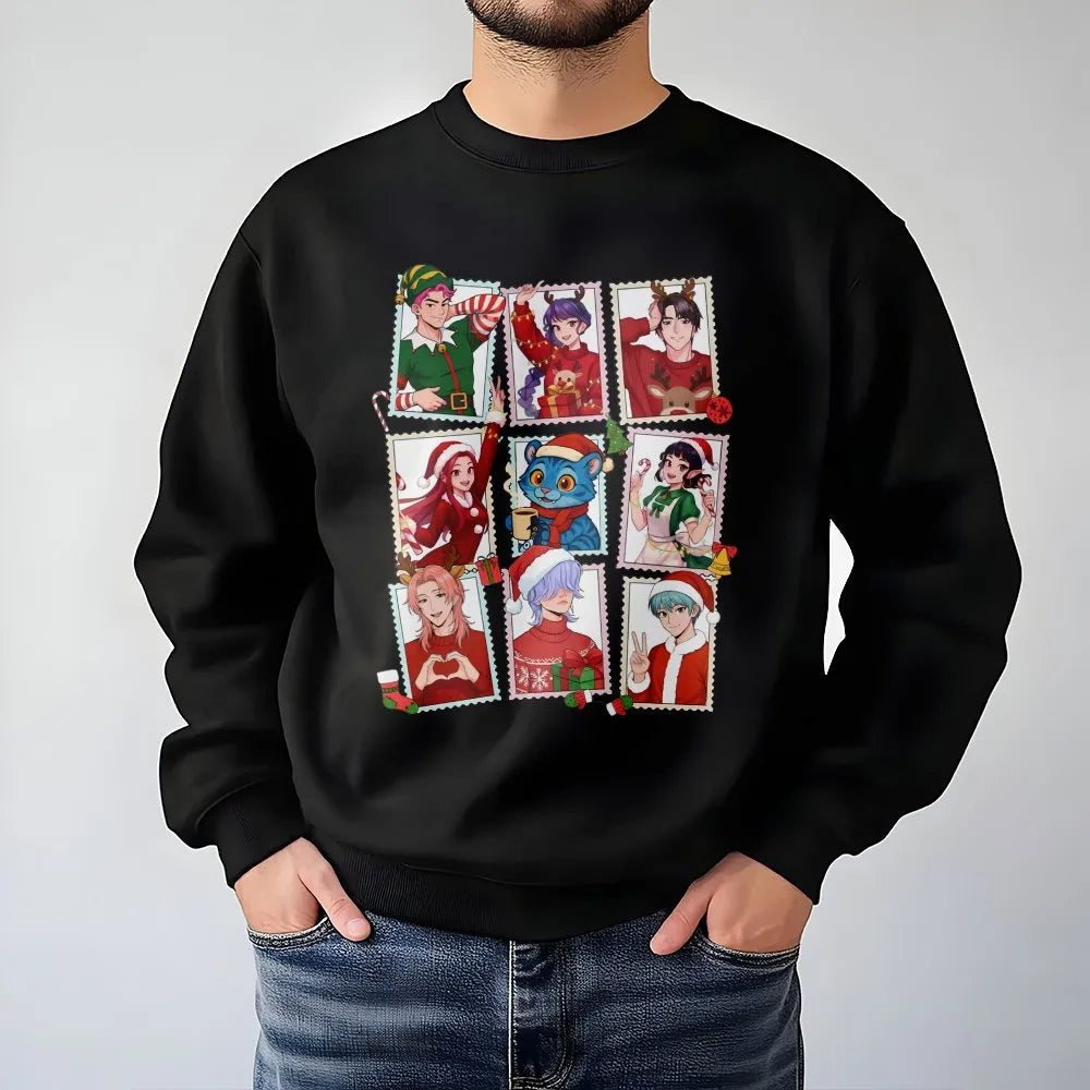 Adorable Manga Anime Crewneck, Anime Christmas Sweatshirt, Japanese Anime Holiday Pullover, Otaku Christmas Sweater, Present 