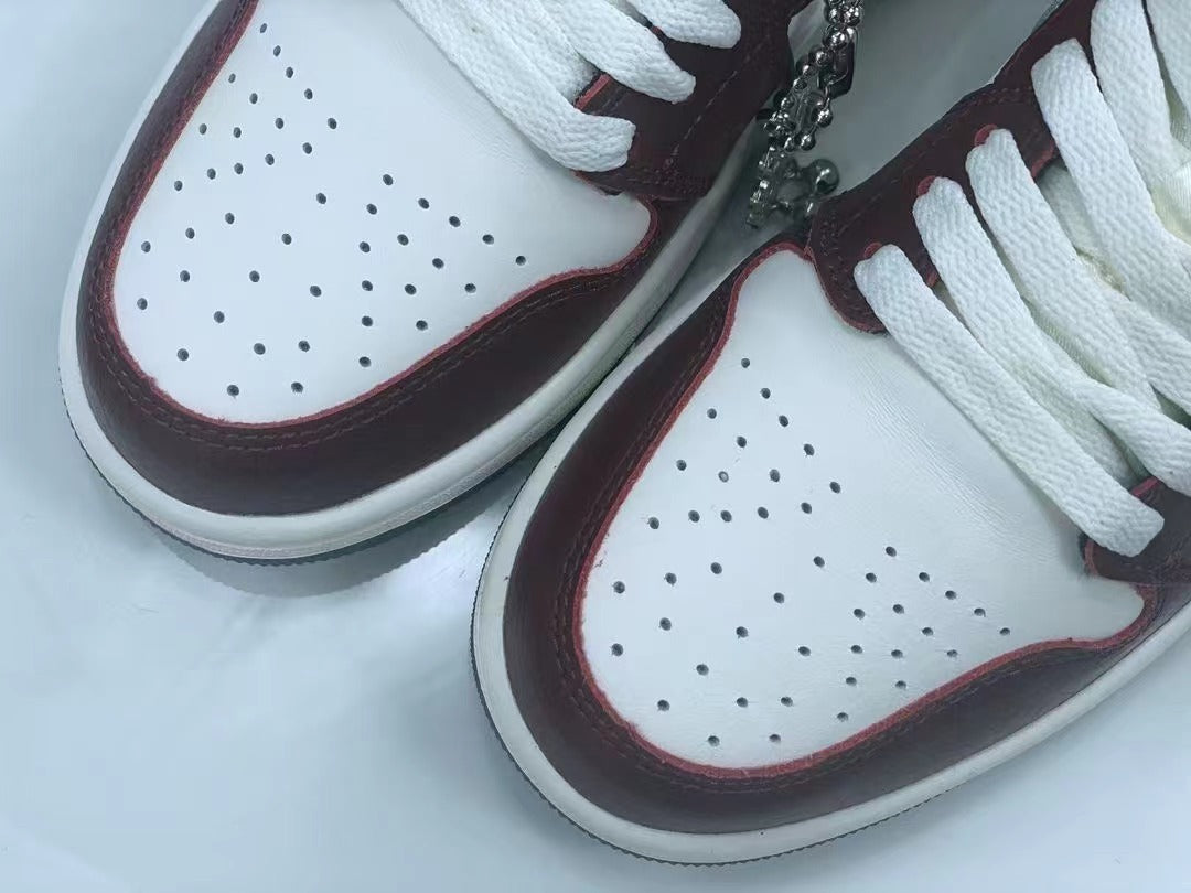 Low Top Sneakers, Brown White Colorway, Lace Up Design, Casual Gift for Sneaker Fans