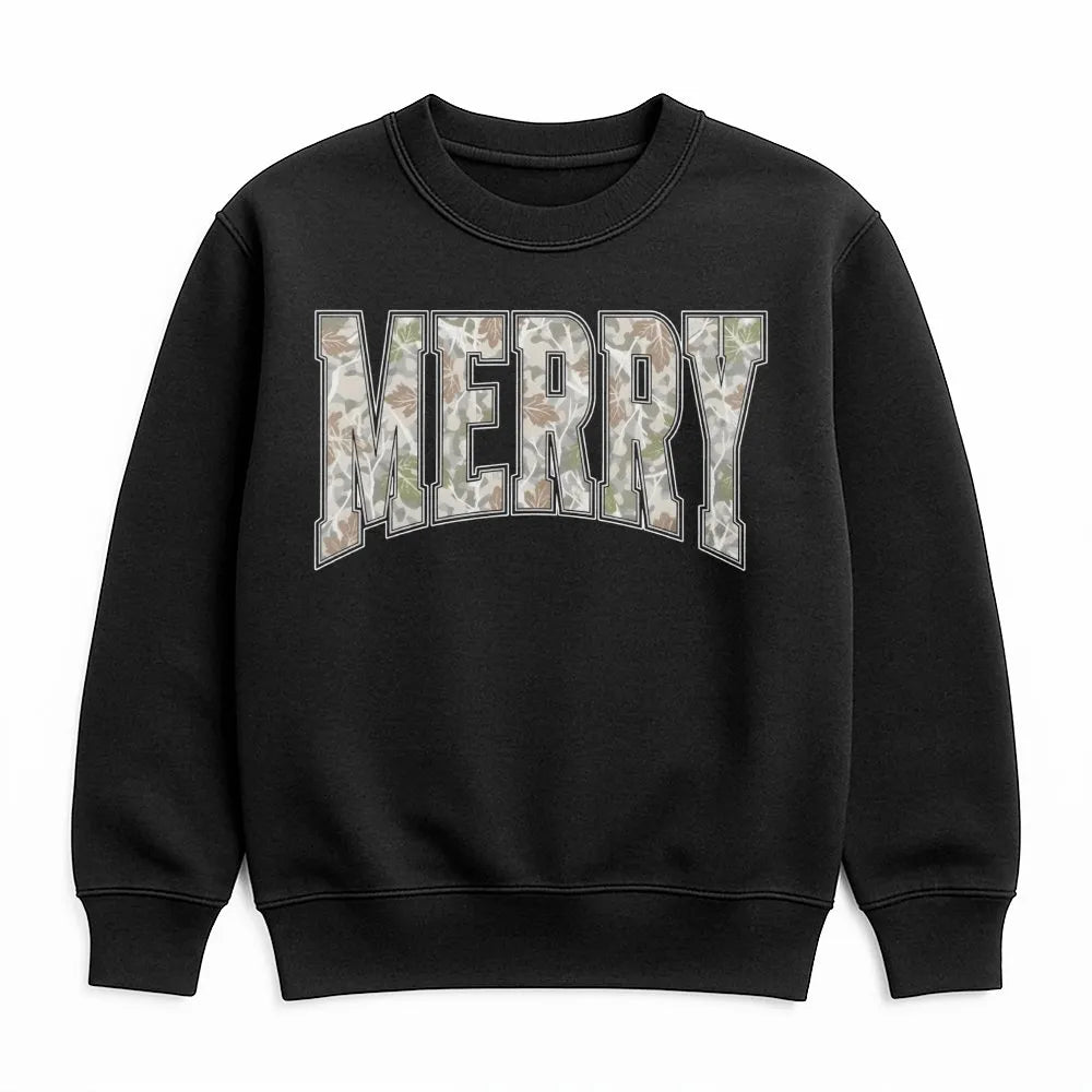 Vintage Camo Christmas Sweatshirt, Merry Christmas Sweatshirt, Camouflage Holiday Crewneck, Festive Hunting Season Graphic Sw