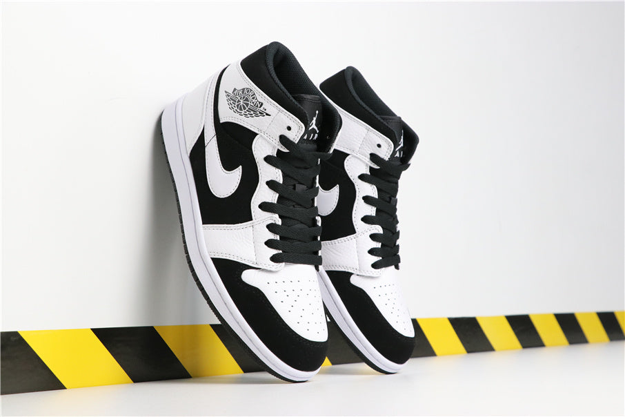 Mid Top Sneakers, White Black Colorway, Lace Up Design, Casual Gift for Sneaker Fans